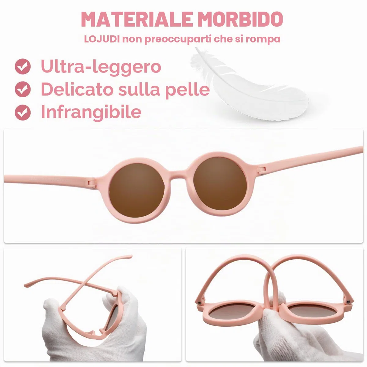 Occhiali da Sole Neonato 0-24 Mesi - Polarizzati con Regolabile Cinturino Rotondi per Bambini Bambino Bambina Neonata Occhiali da Sole