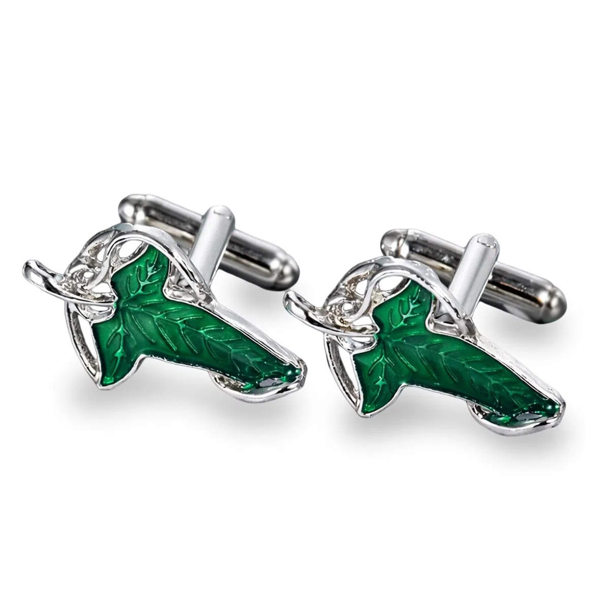 Gemelli per camicia con foglia di Lorien, regalo per il padrino, gemelli geek per matrimoni ed eventi, 1,6 x 2,7 cm