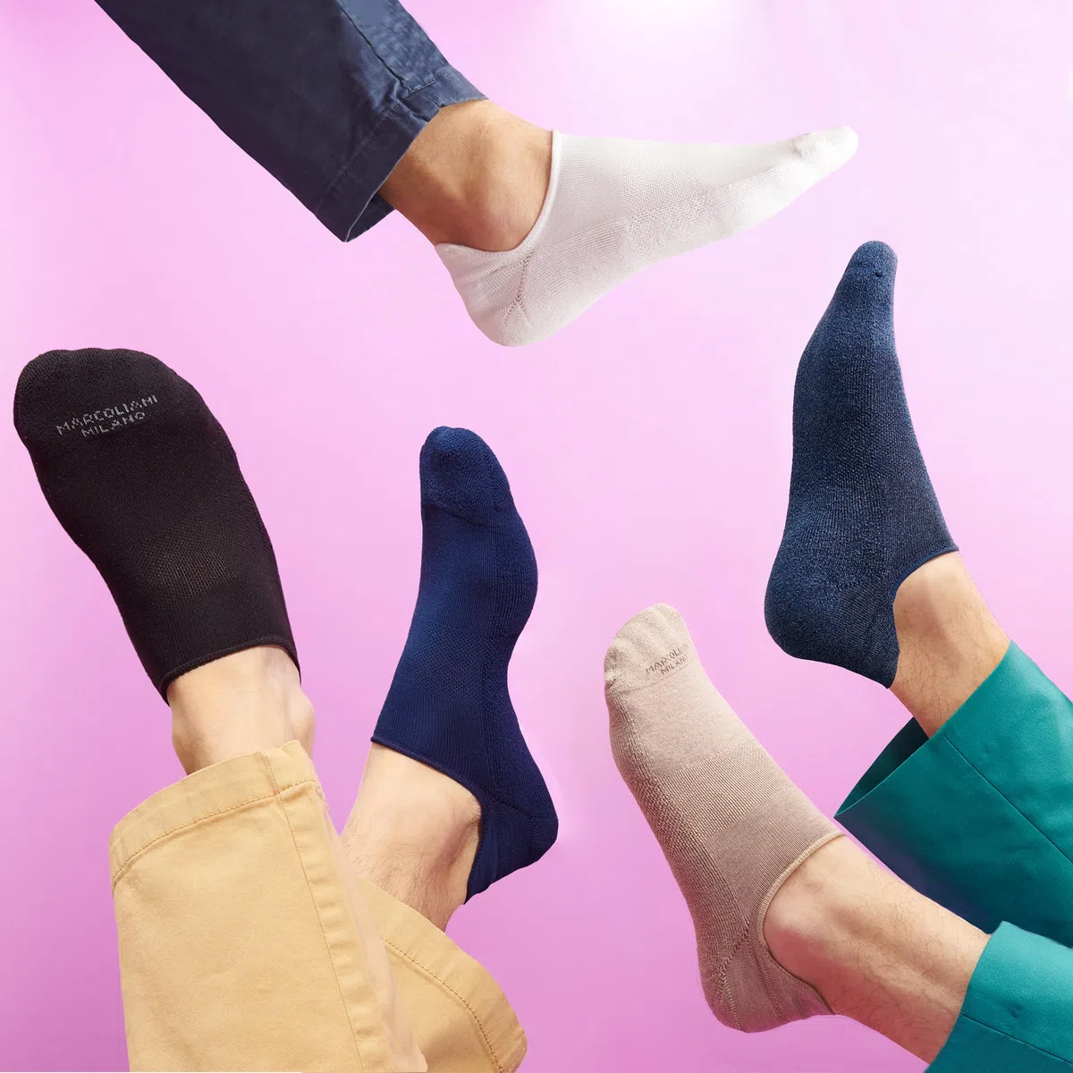 Marcoliani Milano Calzini da uomo – Sneaker invisibile Microcushion cotone Pima tinta unita