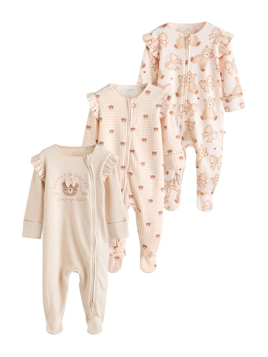NEXT Bambina Confezione da 3 Tutine Bebè con Zip bidirezionale