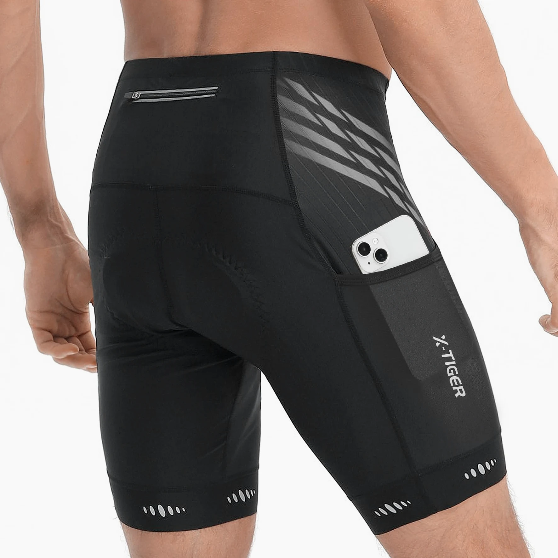 X-TIGER Pantaloncini Clismo Uomo mit 5D Gel Imbottito Pantaloni Bici MTB Traspiranti Asciugatura Rapida con 3 Tasche