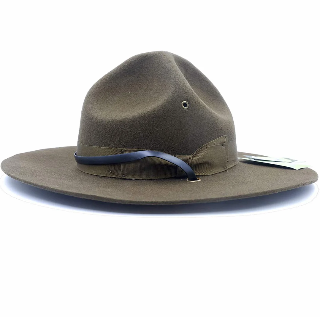 Cappello da Campagna Militare per esercitare Il Sergente Istruttore Mountie Ranger 100% Lana - Verde - 7.375