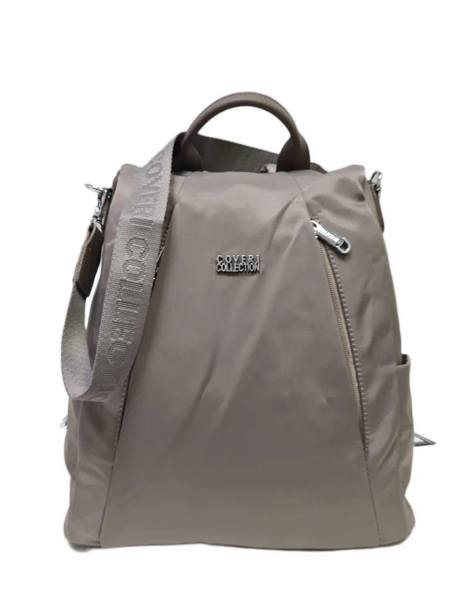 Zaino casual Nylon Impermeabile sistema antifurto, convertibile in borsa a tracolla con 2 tasche frontali, ideale per il lavoro, l'università... Art.5050-16 Prodotto Originale Coveri (TAUPE)