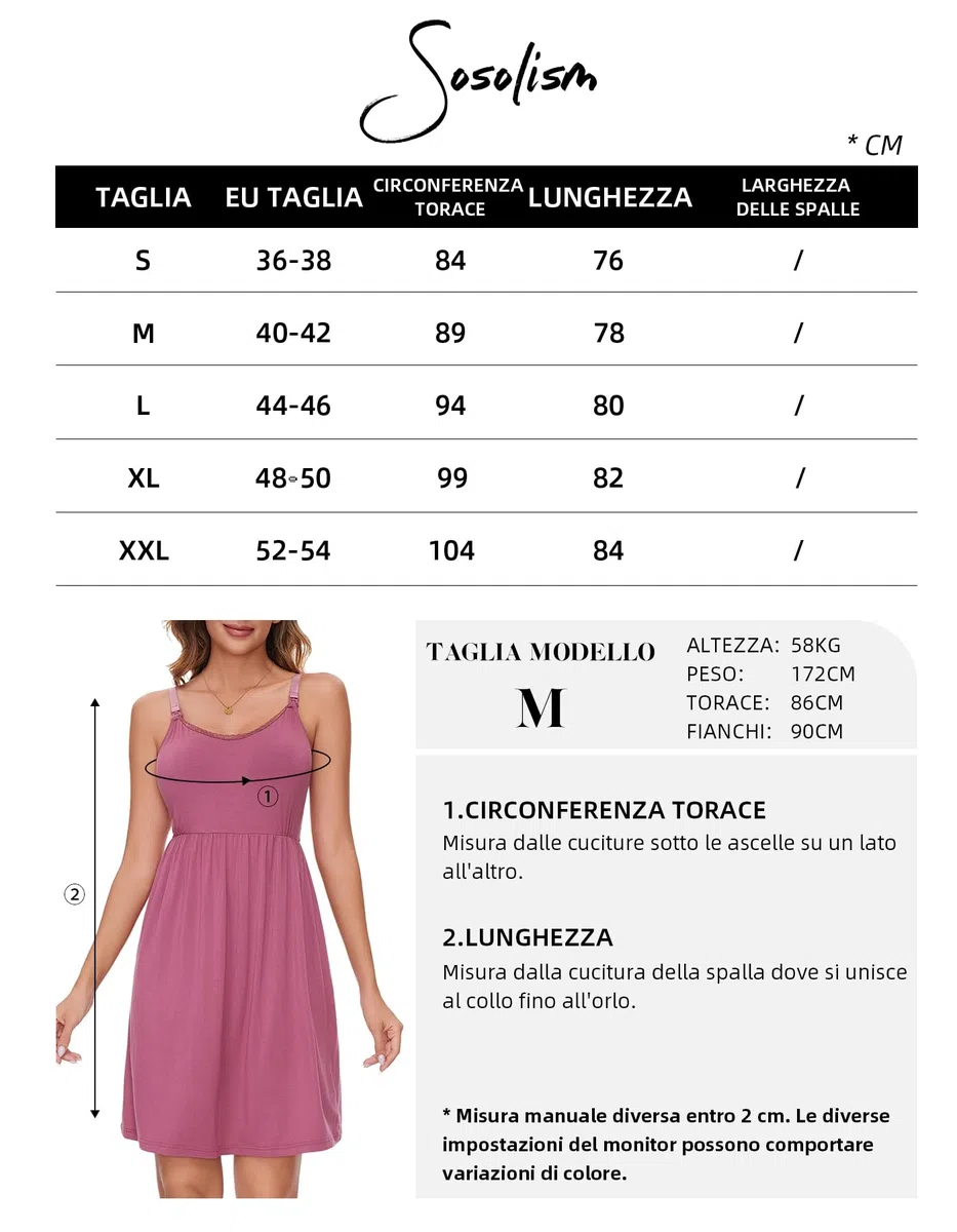 Sosolism Chemise da Notte da Allattamento per Estate con Clip per Poppata e Tiraggio Vestito da maternità con Imbottitura