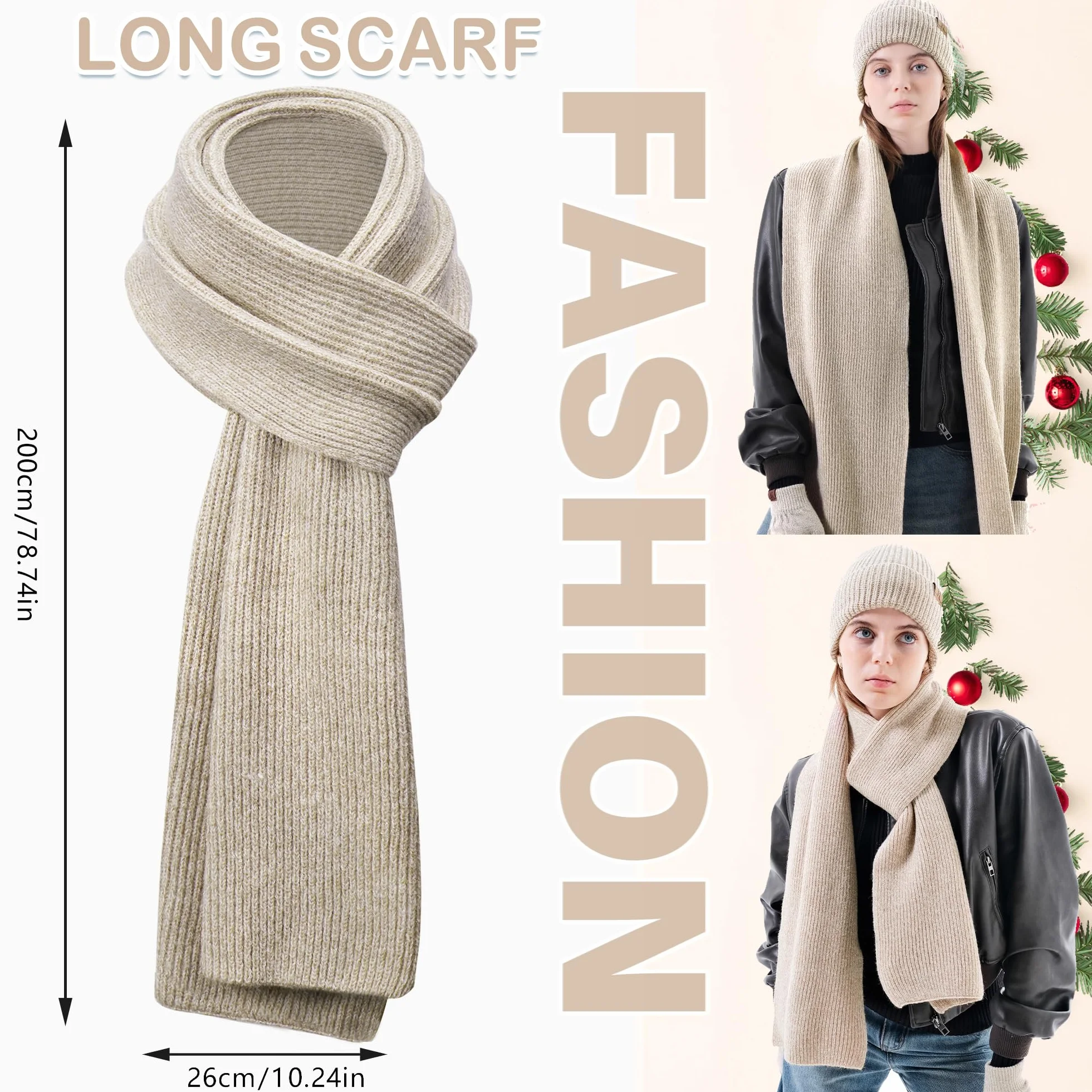 ZASFOU Donna Cappello Invernale Sciarpa Lunga Guanti Touch Screen Set Caldo Pile Foderati in Maglia Berretto Cappelli Sciarpe Lunghe Guanto Regalo per Donna Compleanno Natale