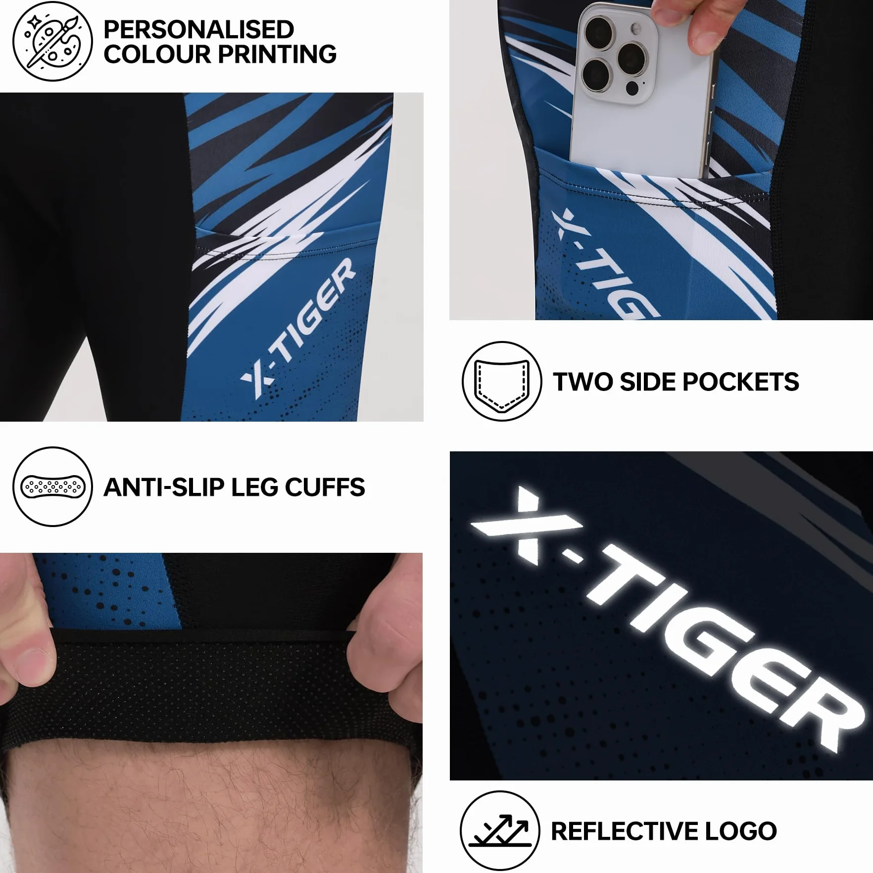 X-TIGER Pantaloncini Ciclismo Uomo 5D Gel Imbottito MTB Corti Bicicletta Traspiranti Pantaloni Antiscivolo Bici Tasche