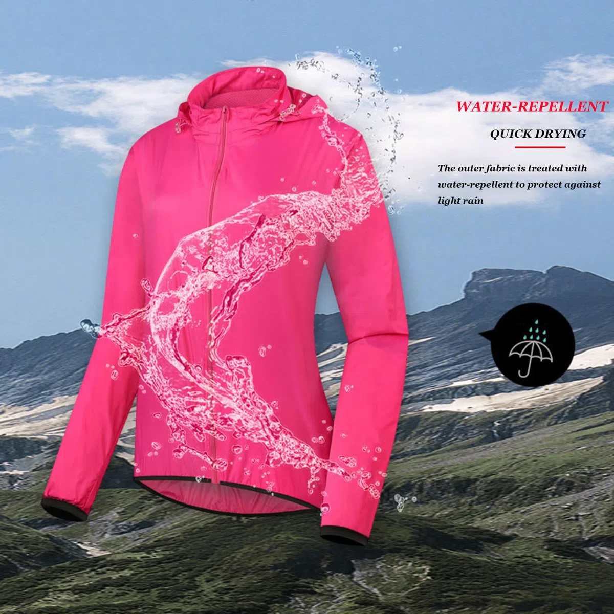 Giacche Donna Antivento - Giubbino Impermeabile Leggero Sportivo per Ciclismo Running Moto Richiudibile Modello, Rose Red-XL