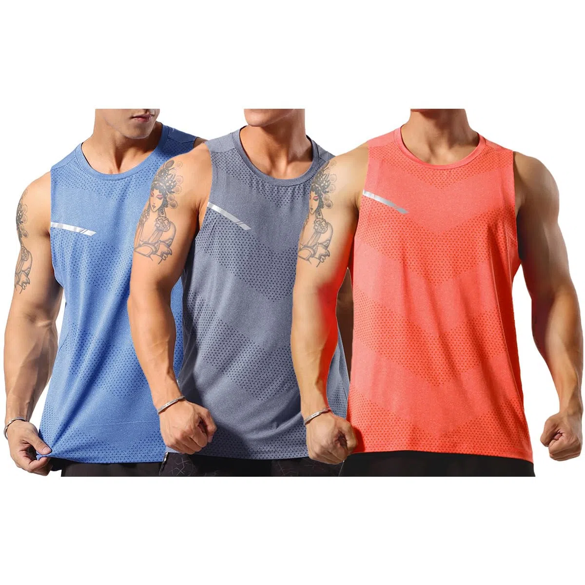 Allthemen Canotta da Uomo da 3 Pezzi Canotta Sportiva Estiva Canotta Maglietta Muscolare ad Asciugatura Rapida Canotte Senza Maniche