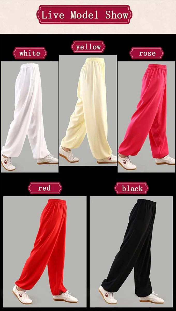 Tai Chi Abbigliamento Unisex Pantaloni per Kung Fu e Arti Marziali Pantaloni in Cotone e Lin Abbigliamento Quotidiano per Yoga e Pilates Pantaloni Latte Seta Tai Chi Pants