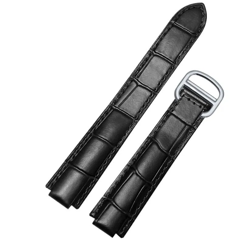 Cinturino for Orologio in Pelle 16mm 18mm 20mm Cinturino in Pelle di Vacchetta Cinturini con Fibbia deployante compatibili con Cartier Solo Blue Ballon(Black Green,18-11mm)