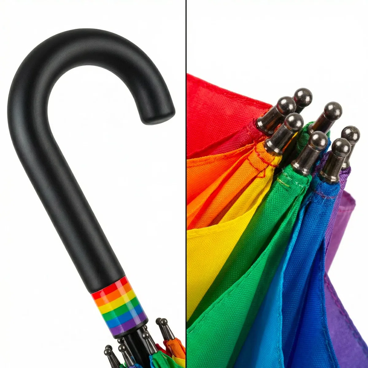 081 Store - 2 PEZZI Ombrello Pioggia Grande 122 cm Antivento – Ombrello Arcobaleno Lungo Automatico con 16 Stecche Resistenti, Impermeabile, Manico Curvo Antiscivolo