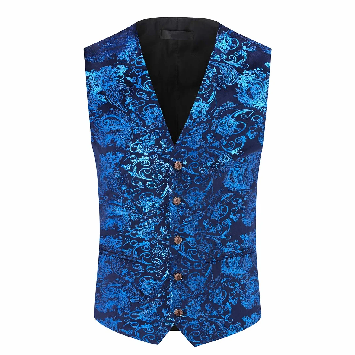 Mens Paisley Jacquard Suit Gilet Monopetto Vest Slim Fit Button Down Prom Abito Formale Gilet
