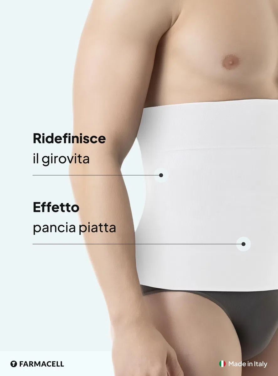 FarmaCell Pancera Contenitiva Uomo Modellante, Fascia Addominale Contenitiva Pancia Piatta, Made in Italy, 405