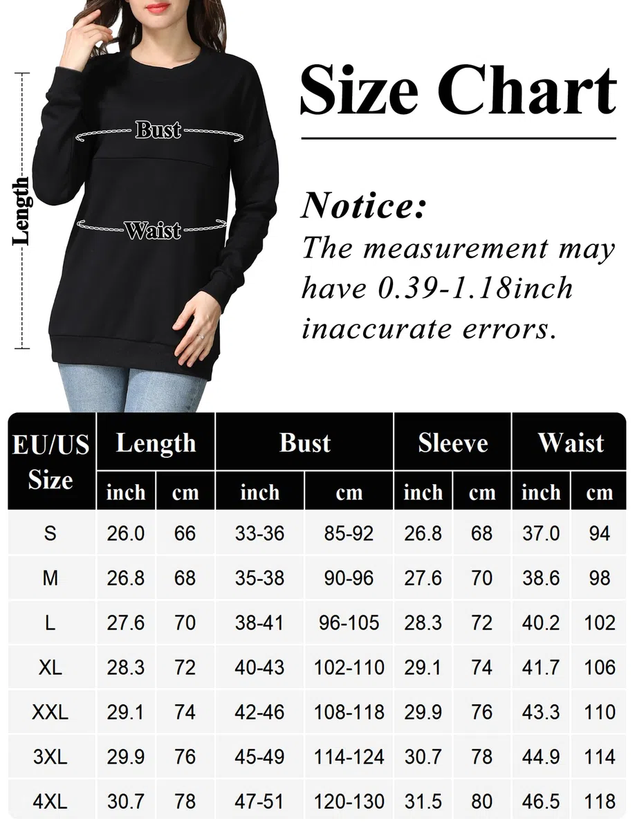 FEOYA Maglione premaman da donna, in cotone, per allattamento, a maniche lunghe, per allattamento, con chiusura lampo