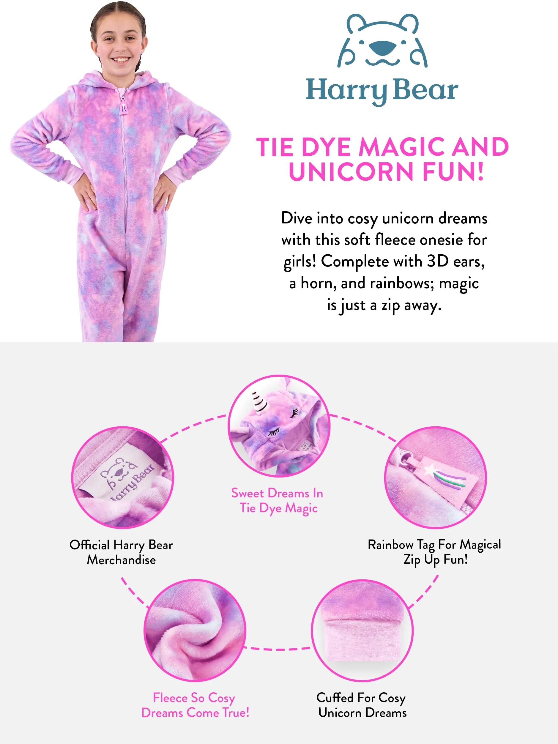 Harry Bear Pigiamone Unicorno | Pigiama Intero | Pigiama Unicorno Bambina | Pigiama Caldo Bambina