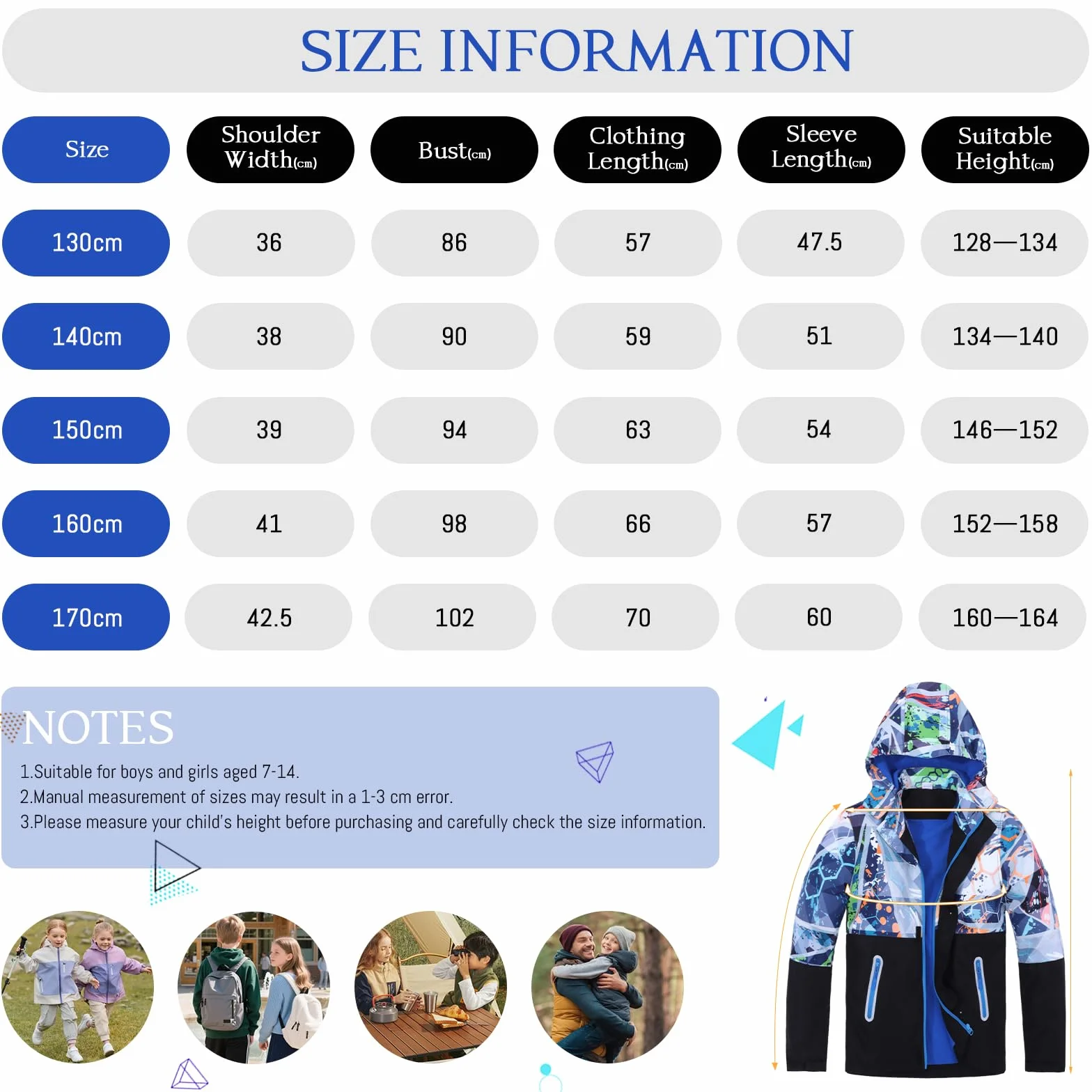 BWBIKE Giacca Impermeabile con Cappuccio per Bambini, Foderata in Pile, Antivento, Leggera, Ideale per Primavera/Autunno/Inverno, Giacca a Vento per Ragazzi a Blocchi di Colore