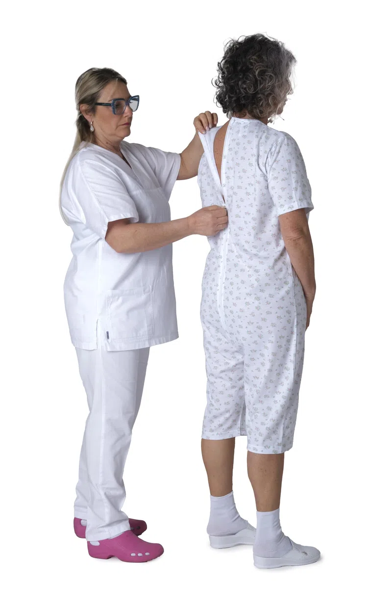 FERRUCCI COMFORT Pigiama Sanitario Girocollo Manica Corta Pantalone Corto - 9017 MC PC - per Anziani, Incontinenza, Alzheimer, Demenza, 100% Cotone Leggero
