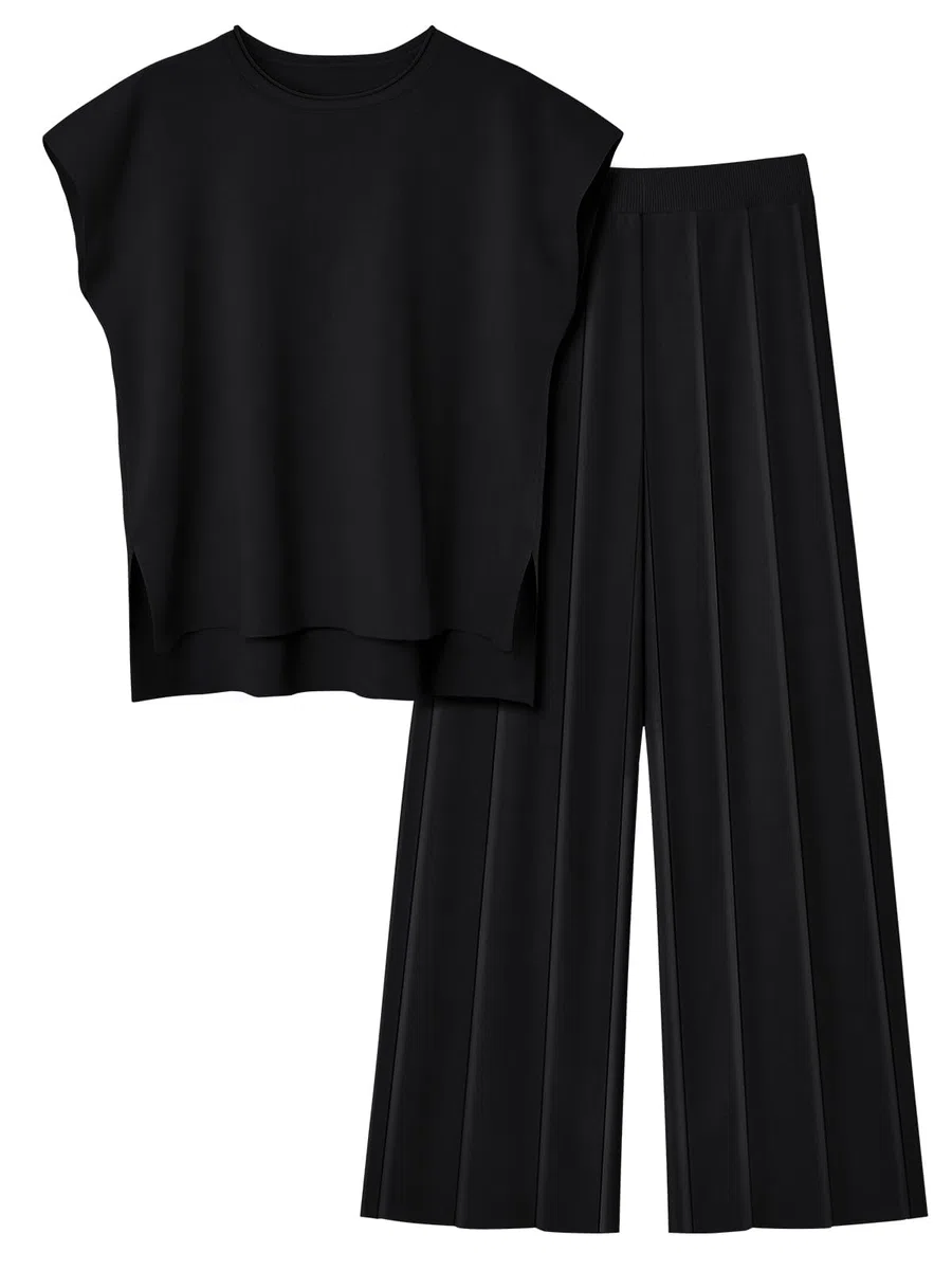 2 Pezzi Completo Da Donna In Con Maniche Senza Tuta Casual Da Donna Maglioni Estivi Maglione A Maglia