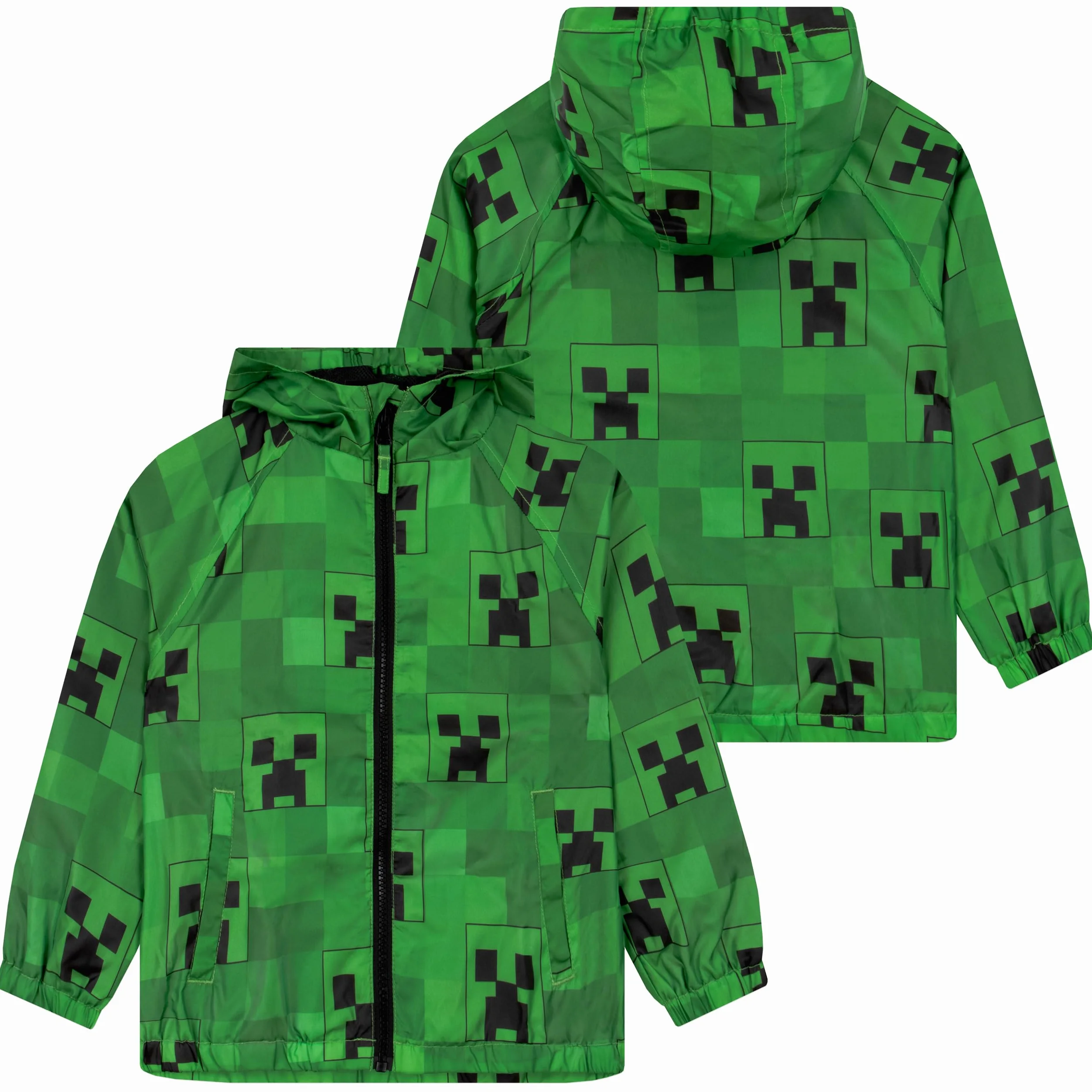MINECRAFT Impermeabile Giacca Ragazzi, Impermeabile Bambino Creeper, Cappotto Bambino Gaming