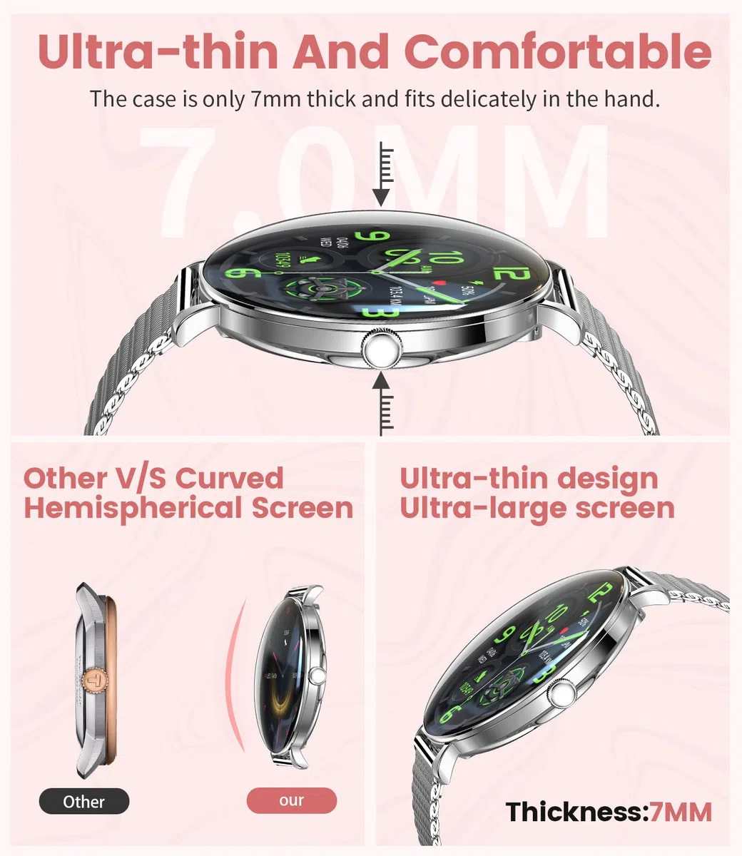 LIGE Smartwatch Donna con Chiamate,1,43" AMOLED Orologio Fitness Ultra Sottile con 2 Cinturini, 100+ Modalità Sportive, 24H Cardiofrequenzimetro, Monitoraggio Sonno, Ciclo Mestruale per Android iOS