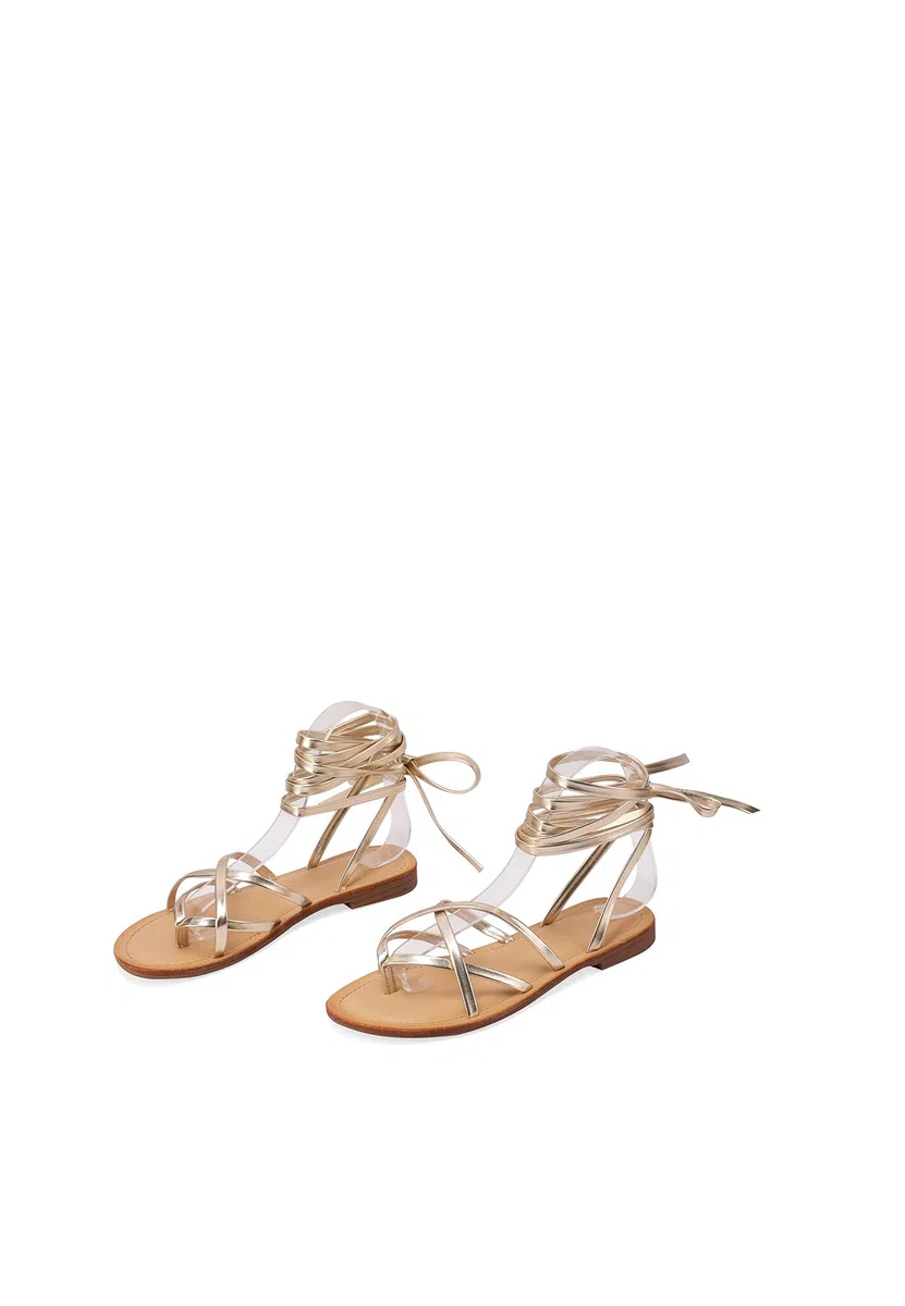 QUEEN HELENA Infradito alla Schiava Sandali Bassi con Lacci Casual Donna Y5017
