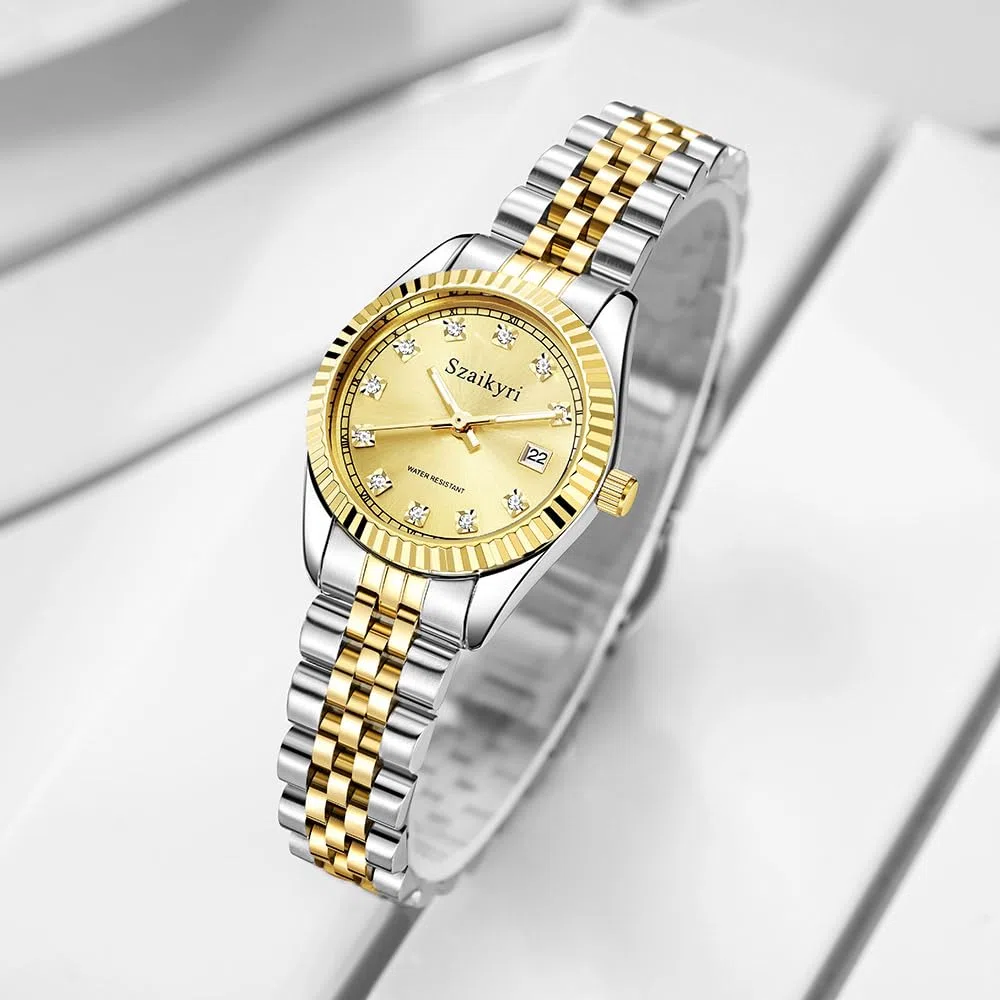 Szaikyri Orologio Donna con Calendario Classico Femminile con Ganciapia di Acciaio Inossidabile Solido Resistente All'Acqua Orologi da Compleanno per Donna