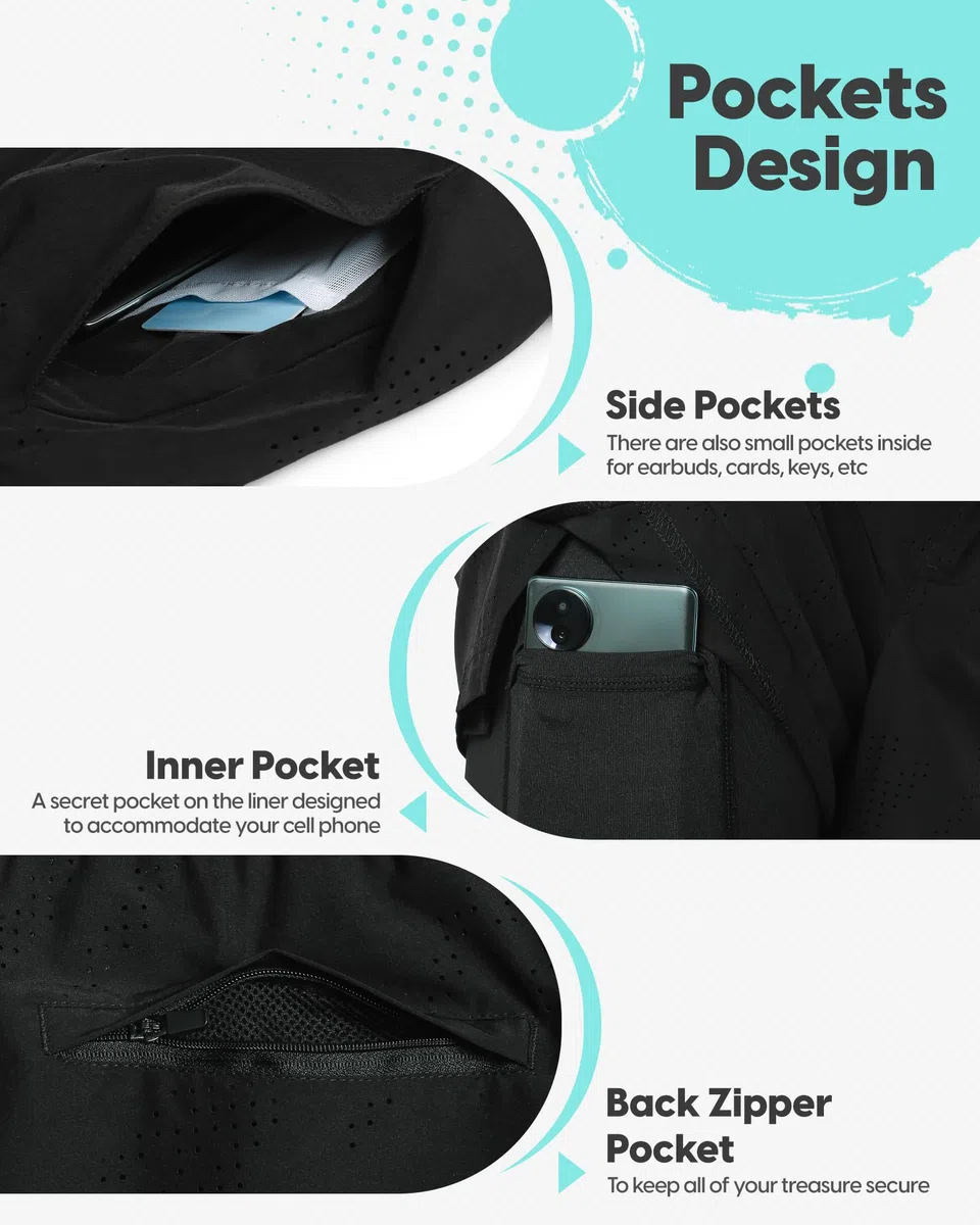 MaaMgic Pantaloni corti da corsa 2 in 1, da uomo, con tasca per cellulare, ad asciugatura rapida, 5", con pantaloni interni, 4 vie, elasticizzati, per corsa, fitness, allenamento atletico