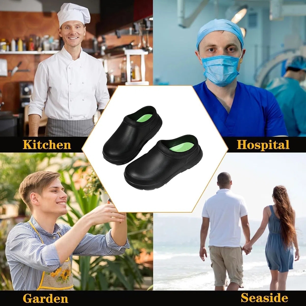 Scarpe da Cuoco for Uomo e Donna, Scarpe da Cucina Antiscivolo Resistenti all'olio, Zoccoli da Lavoro Impermeabili for ristoranti e Catering - Scarpe Antinfortunistiche comode