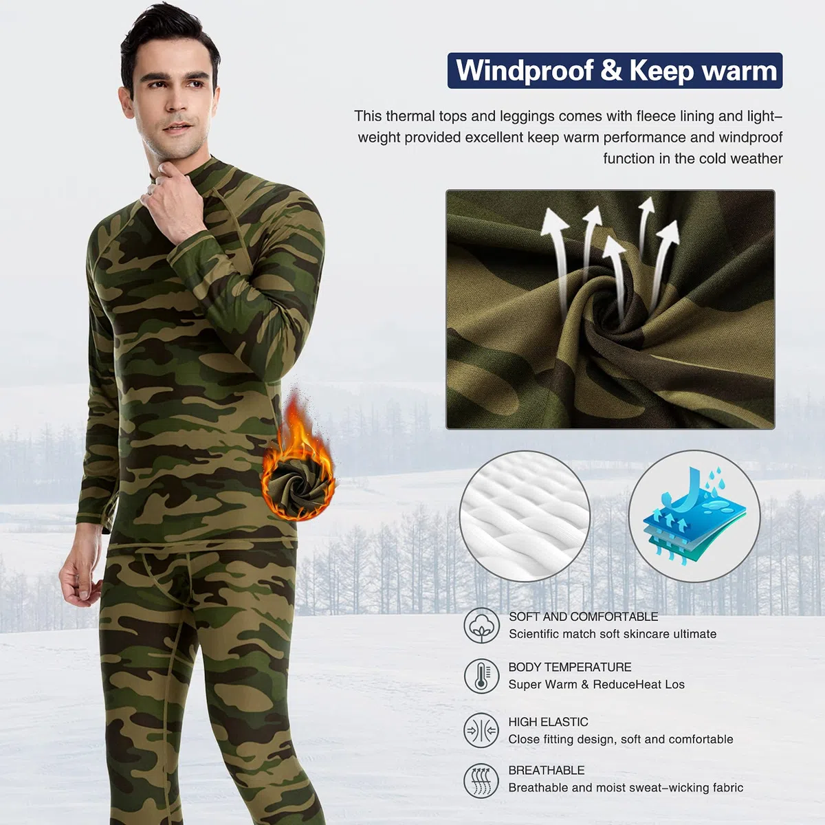Set Biancheria Intima Termica per Uomo, Maglia e Pantaloni Termici Sport Calcio Corsa Abbigliamento Intimo Termico Uomo Sci con Funzione Palestra Ciclismo Running