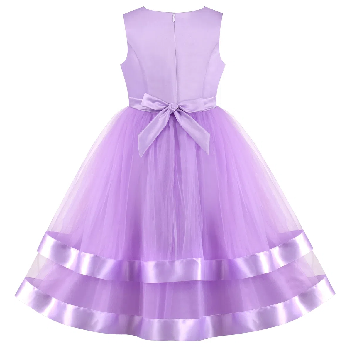 Sunny Fashion Vestito Bambina Senza Maniche Rosso Palla Toga Nozze Festa Pageant 6-12 Anni