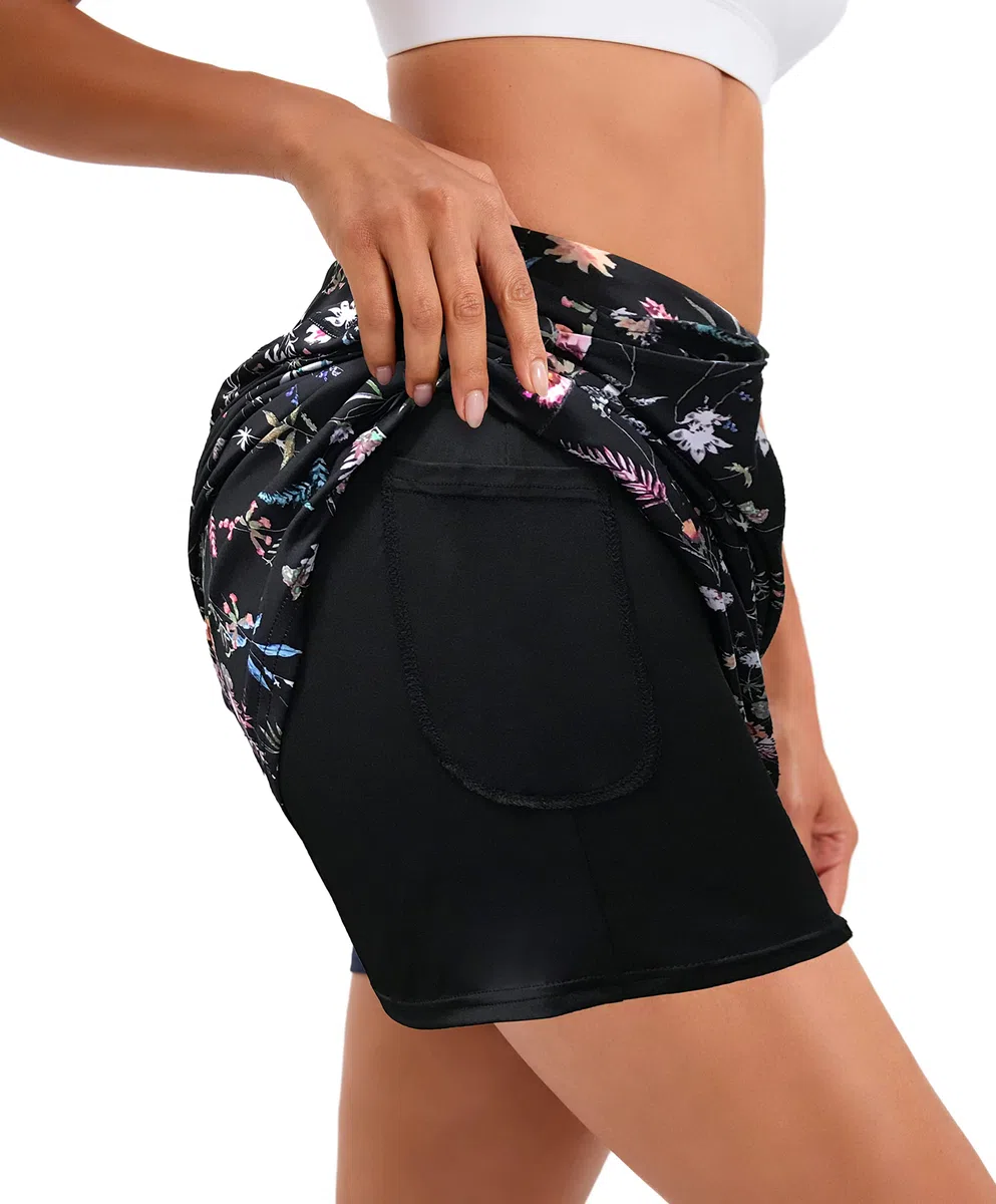 Jhsnjnr Pantaloncini da golf da donna con tasche, lunghezza al ginocchio, con elastico in vita, gonna da tennis atletica attiva