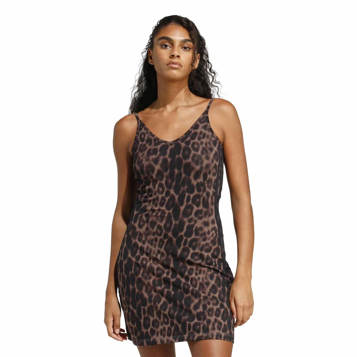 adidas Women Abito Mini con Stampa Leopardata e 3 Righe Essenziali per la Stagione