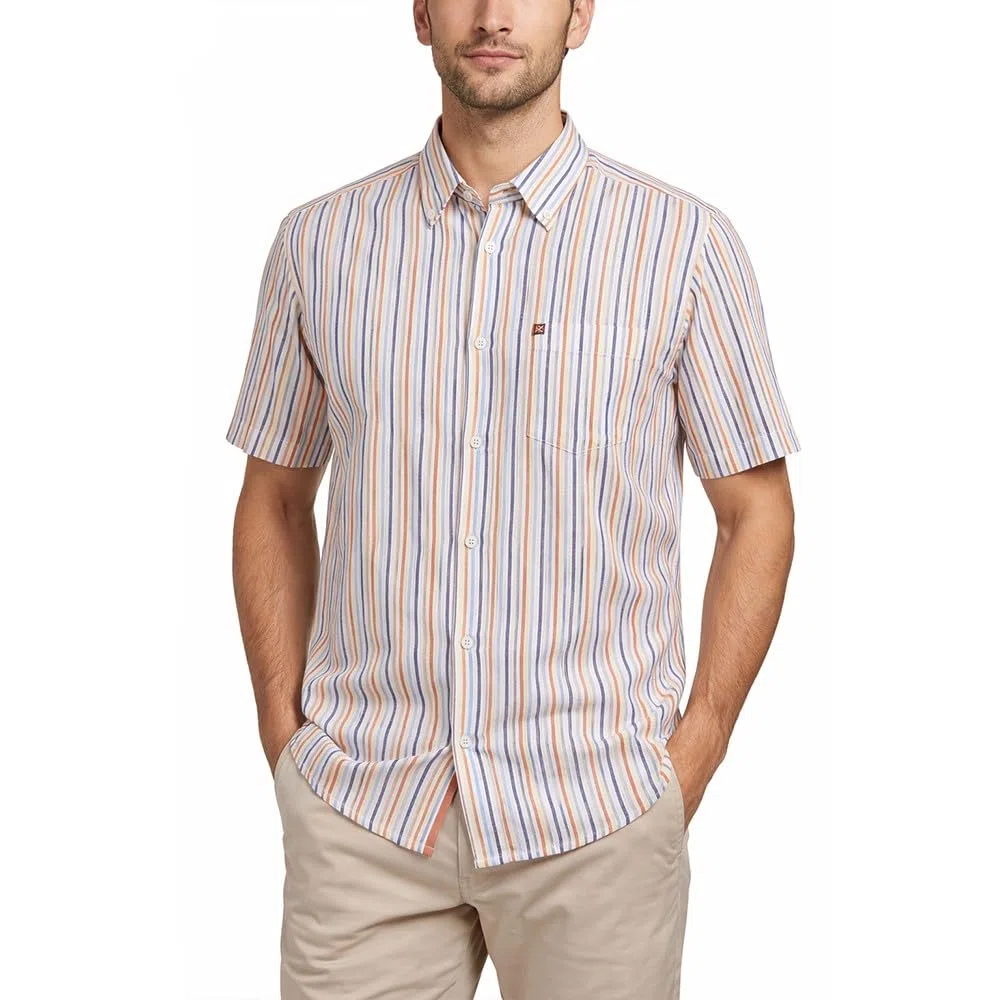 Camicia da Uomo a Maniche Corte in Cotone e Lino 15164