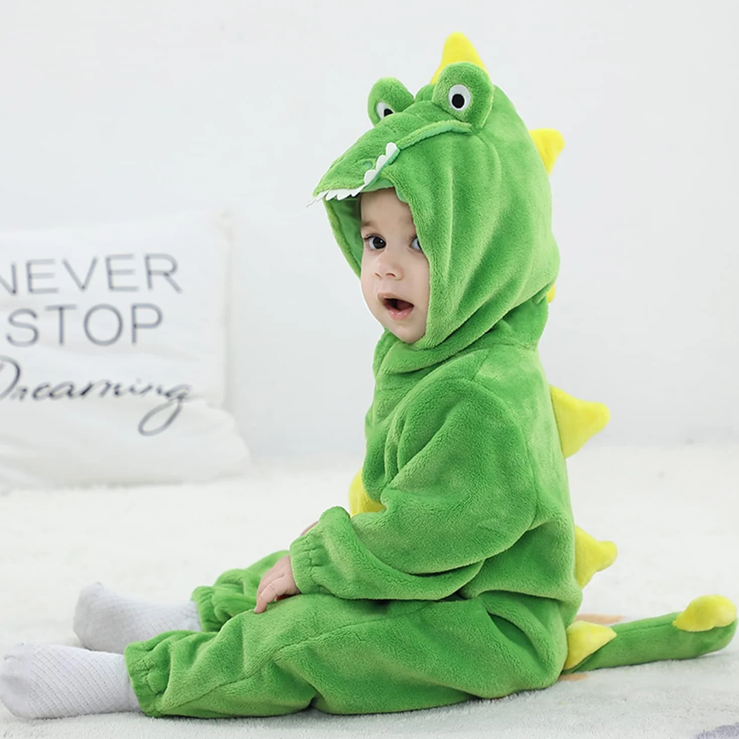 LOLANTA Costume da Coccodrillo per Bambino, Tutina in Pile Felpa con Cappuccio