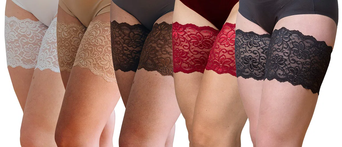 Bandelettes fasce per la coscia. Brevettato. Marchio originale, antisfregamento, fasce elastiche per coscia per evitare l'attrito sulla coscia.