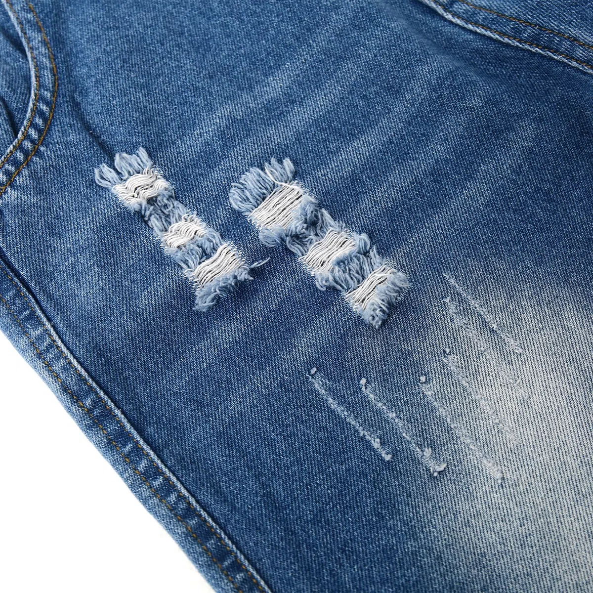KIDSCOOL SPACE Salopette di jeans per bambina, abbigliamento da lavoro in jeans strappati da bambino grande