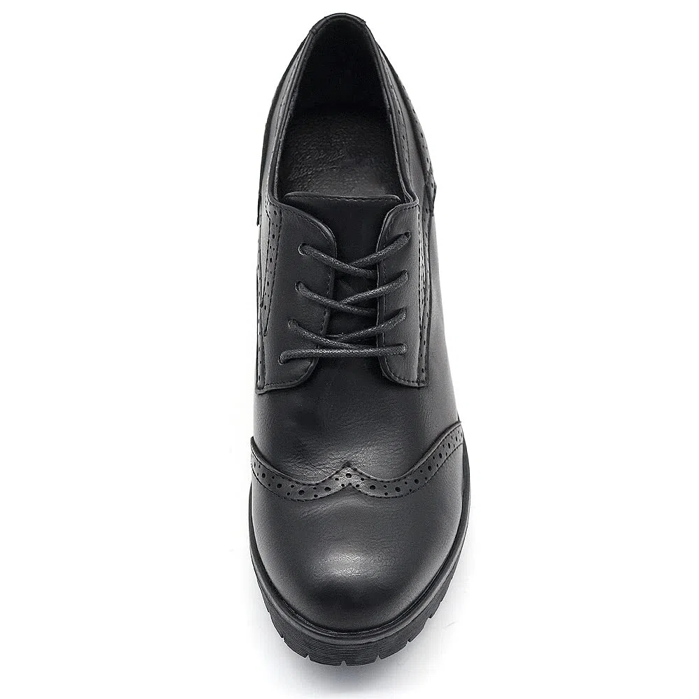 IF Fashion Scarpe da Donna Stringate Francesine Ricamo Tacco Grosso Pelle Sintetica IF146