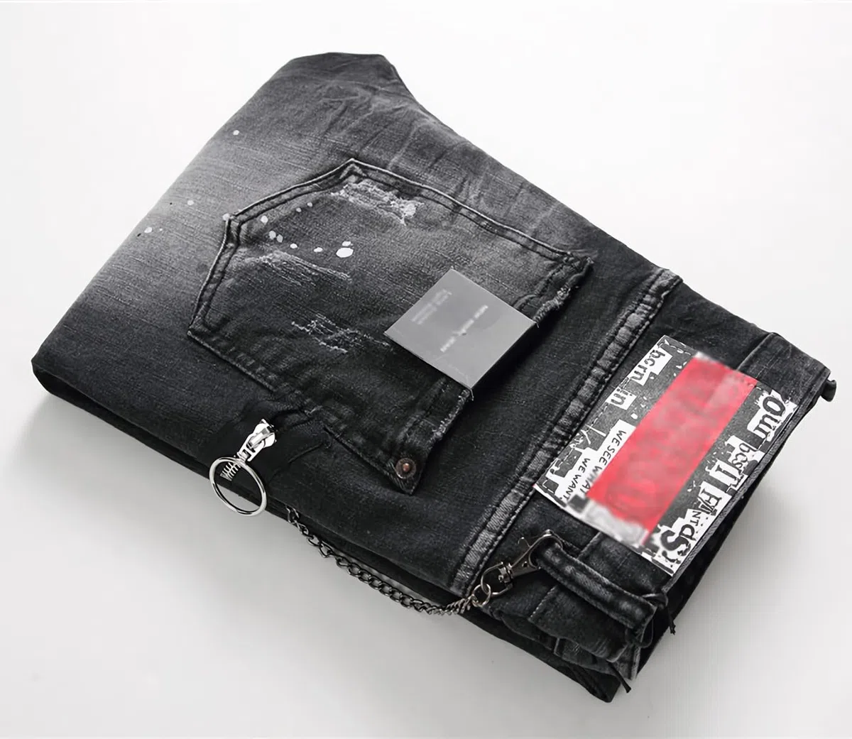 Jeans Uomo Slim Fit - Pantaloni Casual Elasticizzati con con Spruzzi di Inchiostro, Stile Urban e Streetwear Y2K
