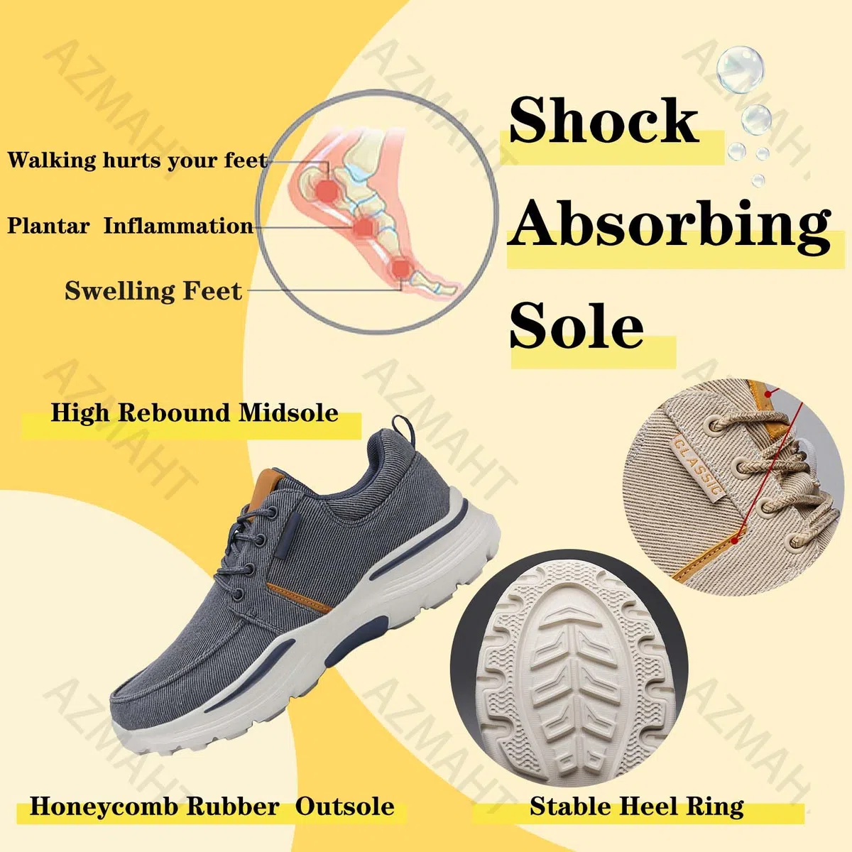 Scarpe sanitarie Uomo comode Estive Casual Scarpe da Passeggio Scarpe diabetiche Scarpe Comode Anziani Scarpe sanitarie Uomo Scarpe da Corsa Antiscivolo,Cachi,46/280mm