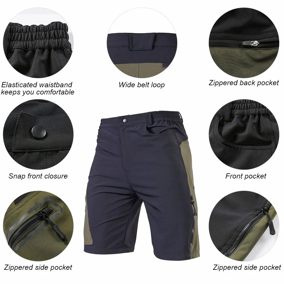 TOMSHOO Pantaloncini MTB Uomo, Pantaloncini Ciclismo Biciclette, Bici MTB Pantaloni Traspirante Shorts per Ciclismo da Corsa All'aperto