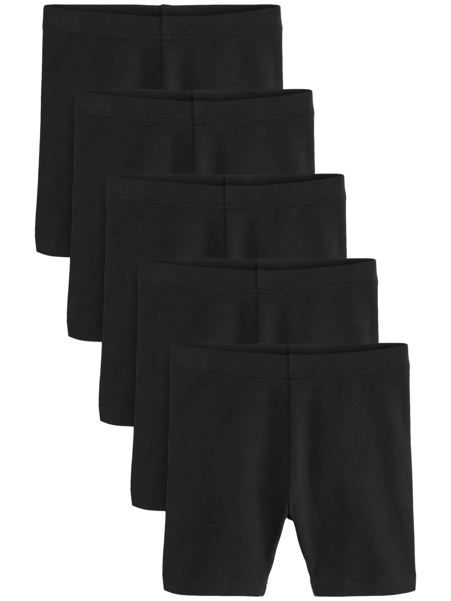 NEXT Ragazza Confezione da 5 Shorts Ciclista Elasticizzati in Misto Cotone Lunghezza Regular