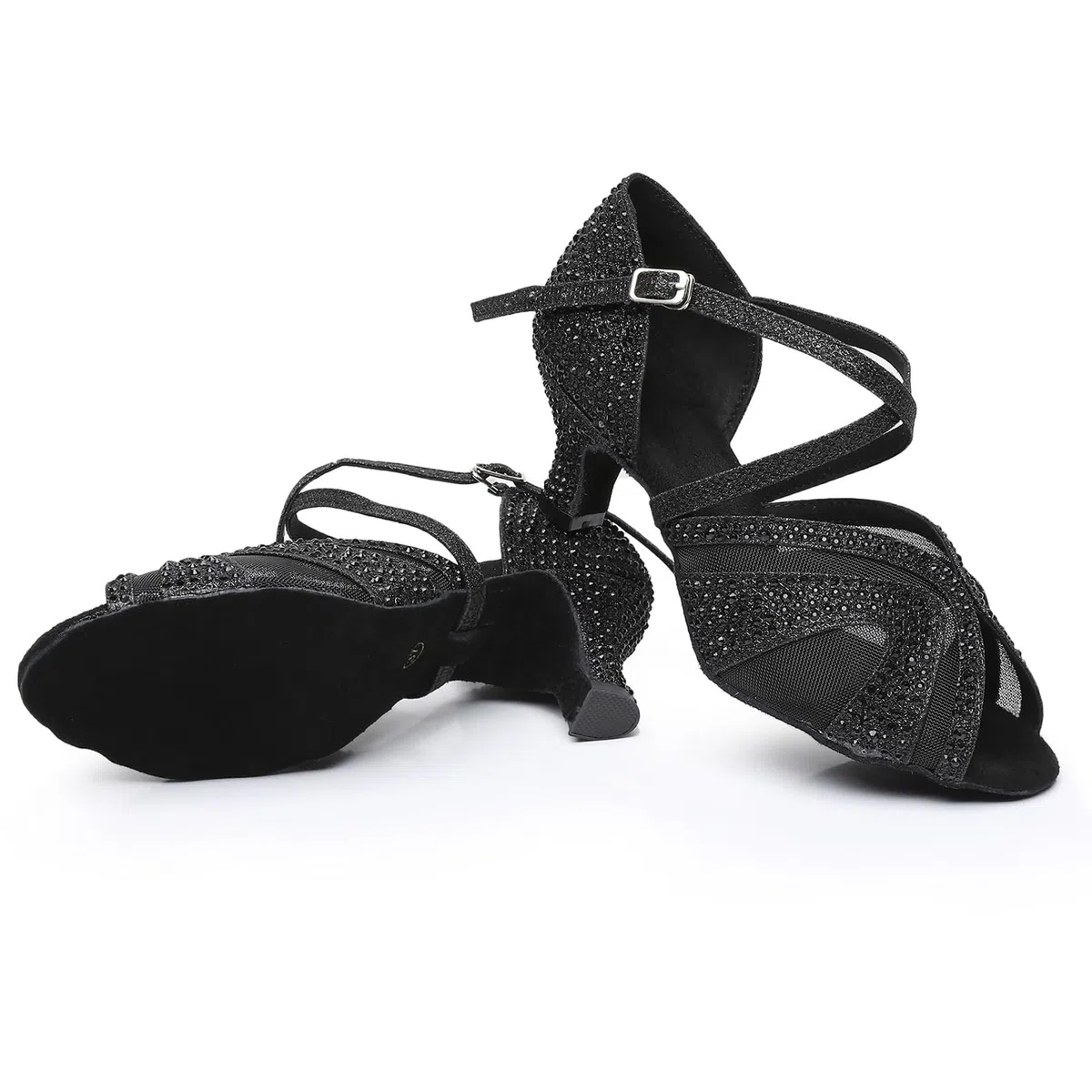 Rosefinch Scarpe da Ballo Latino da Donna Salsa Performance Strass Scarpe da Ballo Matrimonio Party 5/7cm Tacco