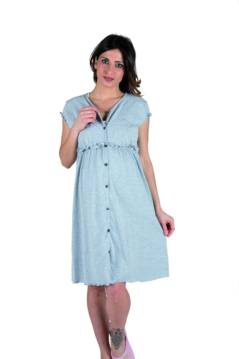 Premamy - Camicia Clinica per Premaman, Modello Aperto Davanti, Cotone bielastico, Pre-Post Parto