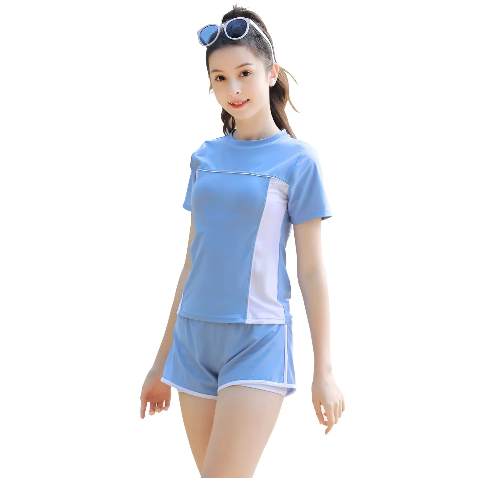 MEILONGER Ragazze Costumi da Bagno, Bambini 2 Pezzi in Guardia di Cenere Insieme di Nuoto Costume da Bagno Costume da Spiaggia Pantaloncini veloci Nuoto Asciutto Dimensioni 6-7,8,10-12,14-16