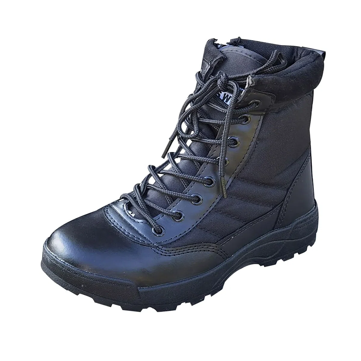 Stivali tattici da combattimento da uomo, leggeri, militari, con cerniera laterale, stivaletti con lacci e suola antiscivolo, stivali da pattuglia resistenti e traspiranti, scarpe da trekking nel