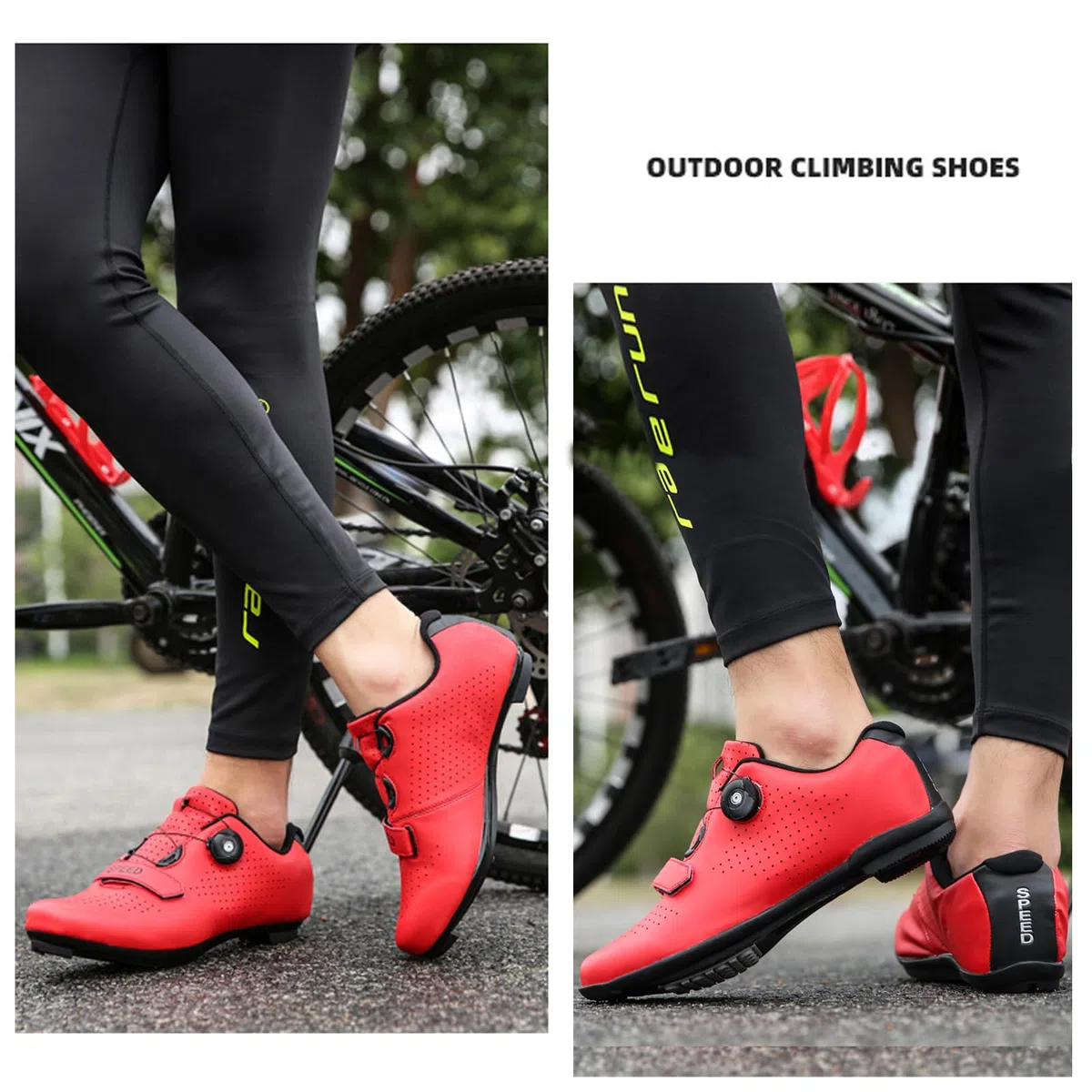 LZQpearl Scarpe da Ciclismo, Scarpe da Strada E da Mountain Bike con Suola in Gomma, Scarpe da Bicicletta per Interni Antiscivolo E Traspiranti con Sistema di Lacci A Rotazione Rapida