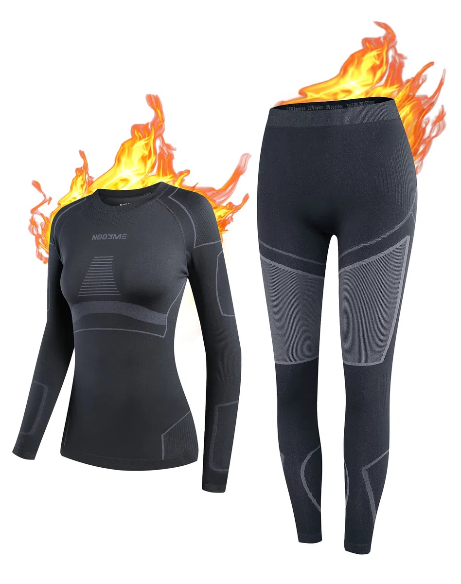 NOOYME Intimo Termico Donna Traspirante Set Pantaloni e Maglia Termica Donna Biancheria Intima Termica per Sci Elastica e Asciugatura Rapida