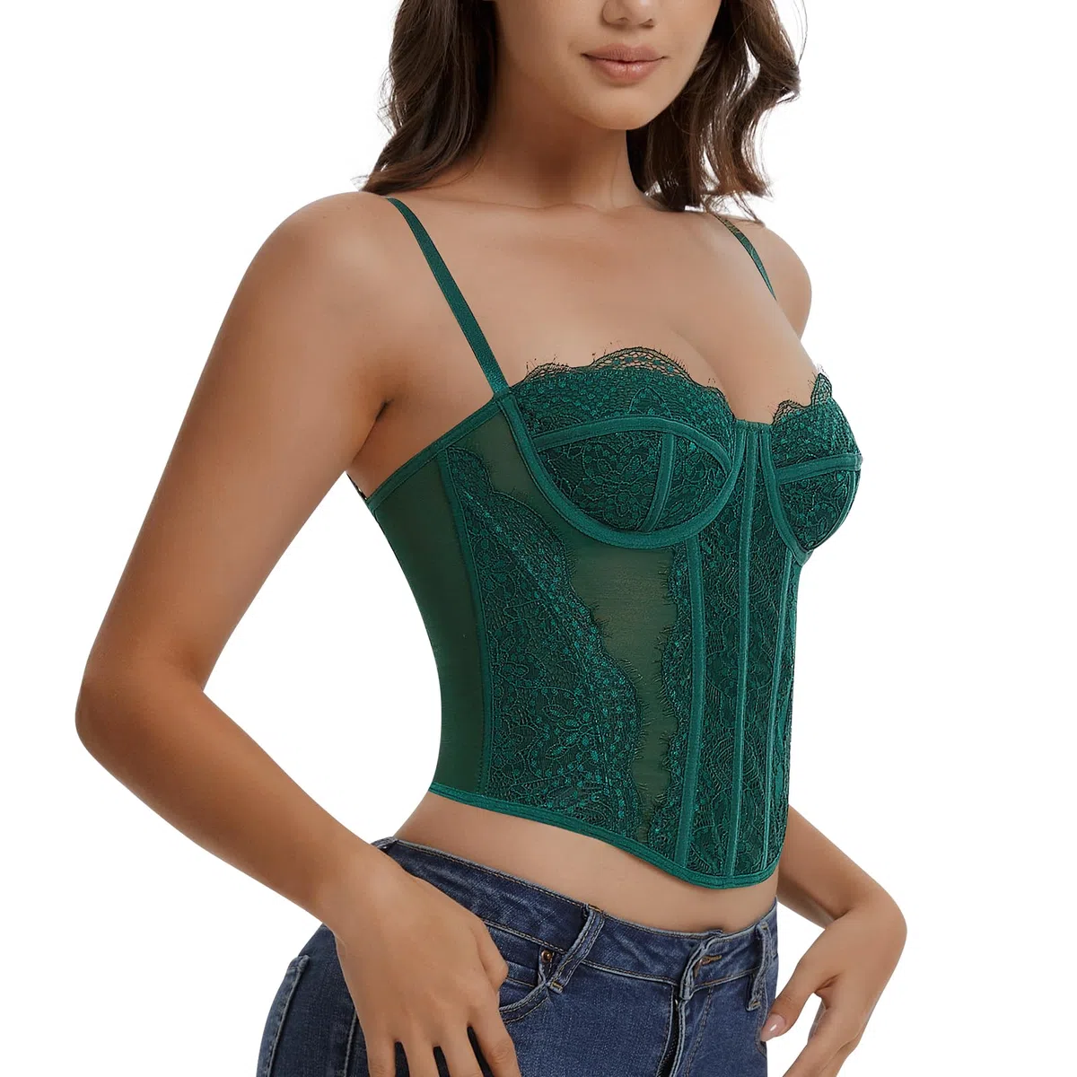 Corsetto in pizzo da donna con spalline Corset Top Sexy Crop Top
