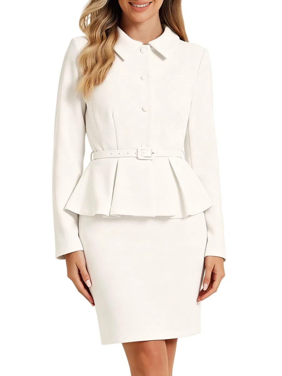 Allegra K Tailleur Donna Eleganti Peplo da Lavoro 2 Pezzi Set Gonna E Giacca Blazer da Ufficio