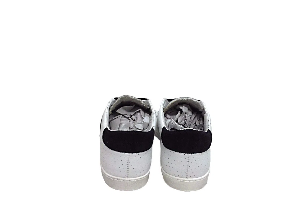 VIA CONDOTTI Scarpe Sneakers Basse Pelle Traforata Bianco Nero Art Golf Stella